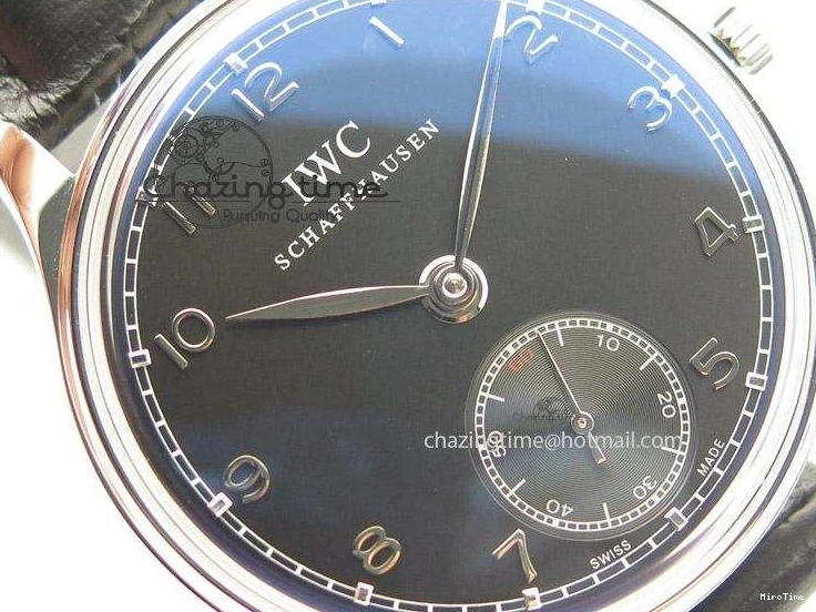 MIROTIME 0324 Portuguese IW545407 Black Dial ZF 1:1 Best Edition On Dark Blue Leather Strap DailyWear 7337